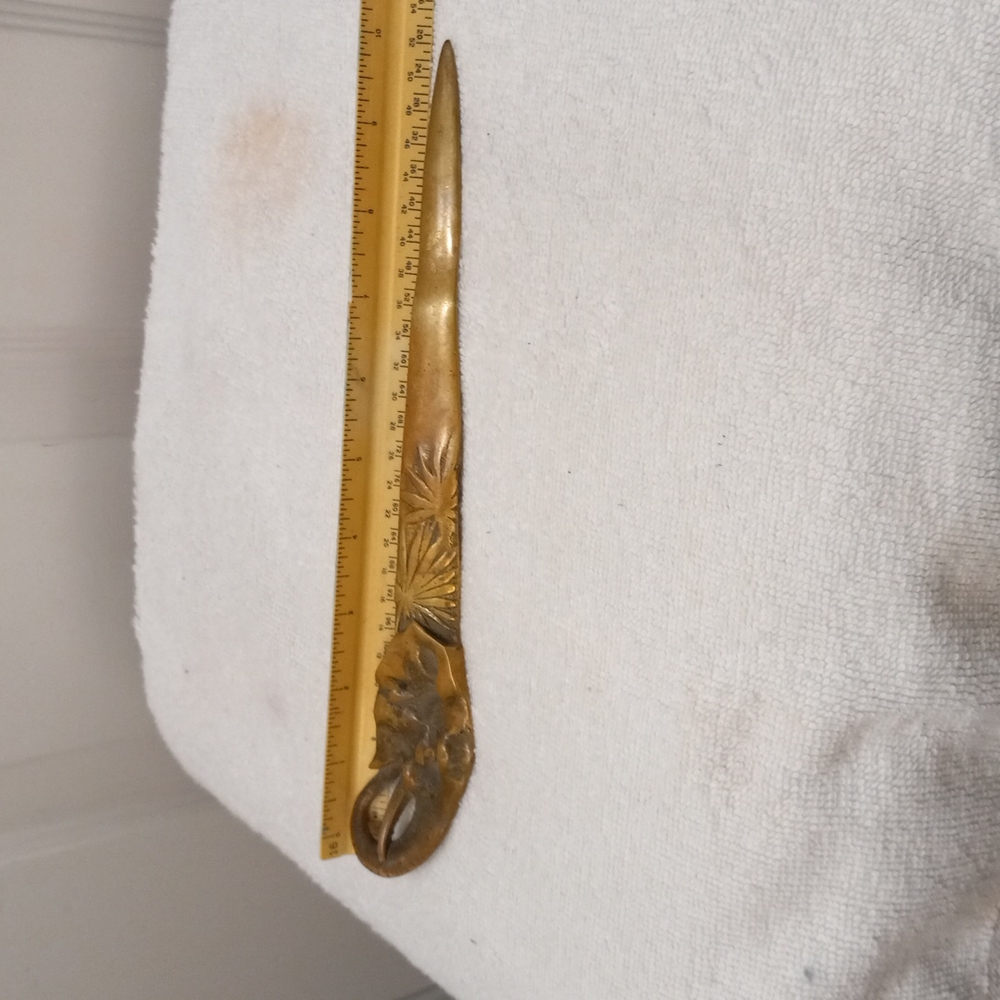 Brass Elephant Vintage Letter Opener, 10" Long - Picture 2 of 6